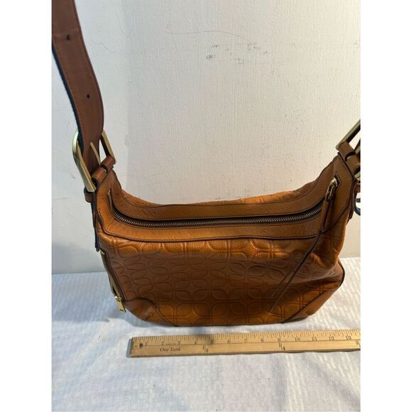 Fossil Hannah leather hobo bag belt strap gold studs key charm shoulder - Picture 5 of 9